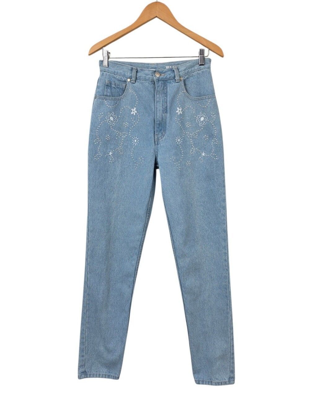 LA Gear Vintage High-Rise Light Blue Floral Embroidered Women’s Jeans